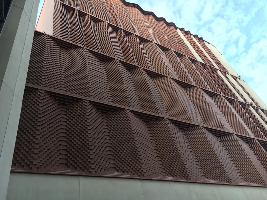 Victoria Gate Arcade in Leeds with precast panels faced with Ketley Staffs red bricks and specials